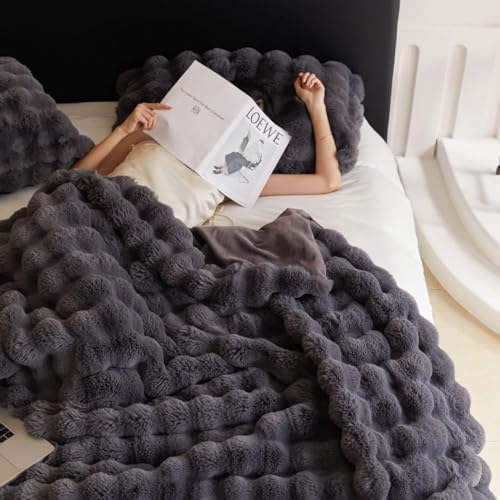 もうふ ふわとろ毛布 もこもこ二人用 二層毛布 冬春用ですブランケット ふわふわ 2枚合わせ あったか おしゃれ 掛け布団 柔らかく肌触 マイクロファイバー 吸湿発熱 暖かい 洗える 厚手 高密度 毛抜けない 静電気防止 (グレー, セミダブル(160*200CM))