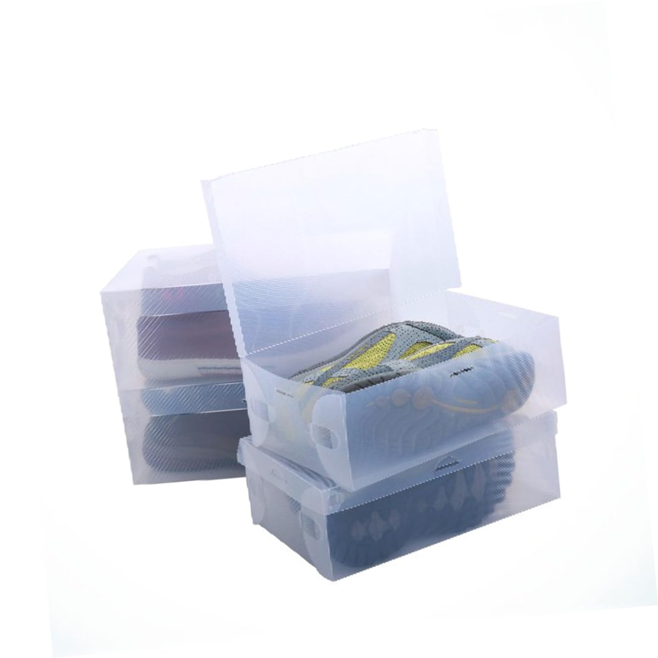 SOLUSTRE 6pcs Stackable Clear Plastic Shoe Storage Boxes Organizers for and Slippers Sandals and Flat Shoes Odor Material