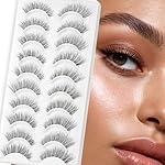 EMEDA False Eyelashes Natural Lashes Wispy 0.01mm Ultra Thin Band 12mm Pestañas Postizas Naturales Cat Eye 10 Pairs Invisible Clear Band 3D Demi Wispies Short Fake Eye Lashes Strips Handmade (005) - Image 5