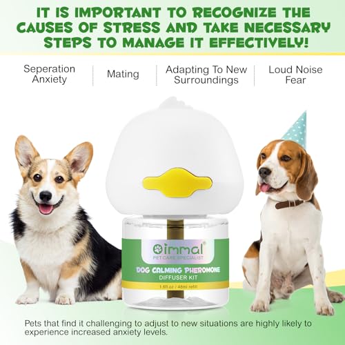 Beruhigender Hunde-Diffusor, Anti-Angst, 2 in 1 EU-Stecker, wiederaufladbares Pheromon, 30 Tage Duftspender für 48 ml Füllung, Komfort, entspannend