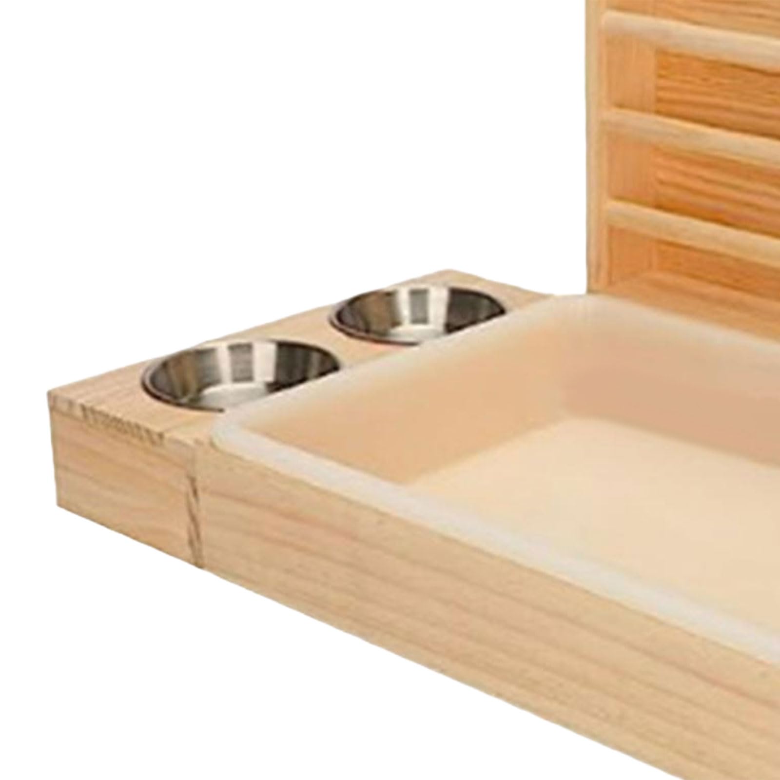 perfk Mangeoire à Foin Lapin, Casserole à Foin pour Lapins en Bois avec Gamelle, Mangeoire pour Petit Animaux, Râtelier à Foin Lapin, Support de Foin de Lapin pour Chinchilla Hamster Nain