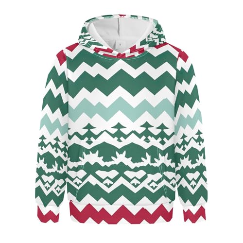 Kids Hoodies Sweaters Christmas Xmas Trees Hooded Sweatshirts with Big Pockets for Boys Girls B0400307