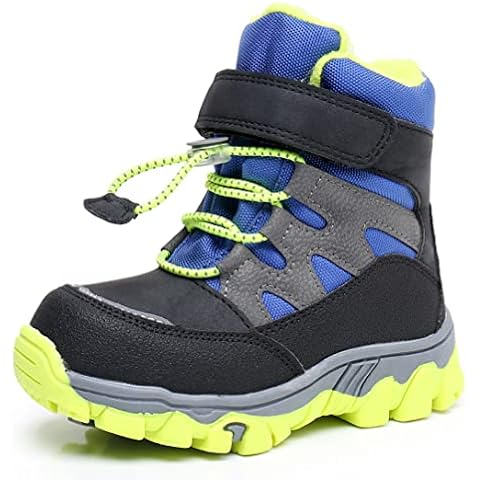 Apkowa Kids Boys Water Resistant Hiking Snow Boots (Color : BlueBlack, Size : 7 UK Child) Cover