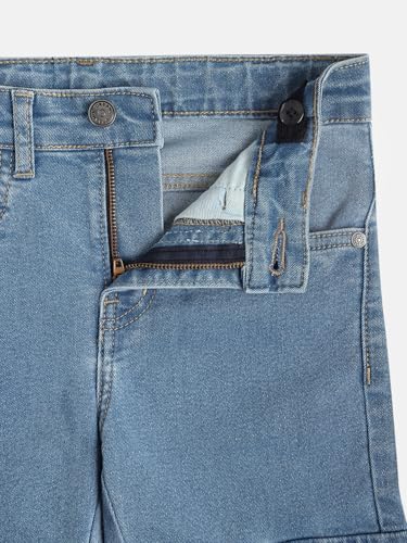 Image of Urbano Juniors Boy's Slim Fit Washed Denim Cargo Jeans with 6 Pockets Stretchable