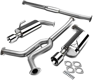 4 inches Dual Path Rolled Muffler Tip Catback Exhaust System Compatible with Maxima A34 V6 04-08