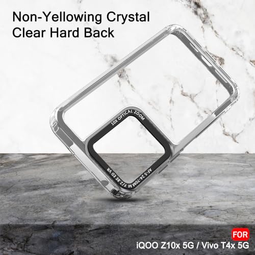 Image of TheGiftKart Hybrid Shockproof Back Cover Case for iQOO Z10x 5G / Vivo T4x 5G | Stylish Camera Border | Electroplated Buttons | Crystal Clear Hard Back Cover Case (TPU & PC, Smoked Bumper)