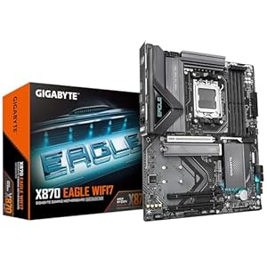 GIGABYTE Placa base X870 EAGLE WIFI7 – Soporta CPU AMD Ryzen 9000, VRM 14+2+2 fases, hasta 8000 MHz DDR5 (OC), 1xPCIe 5.0, Wi-Fi 7, LAN de 2.5GbE, USB 4