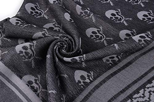 Gerinly Urban Style Shemagh Scarf Fashion Ethiopian Head Wrap For Men Women Blanket Square Arab Tessel Scarf Large Skull Keffiyeh (Grey) #TOP4