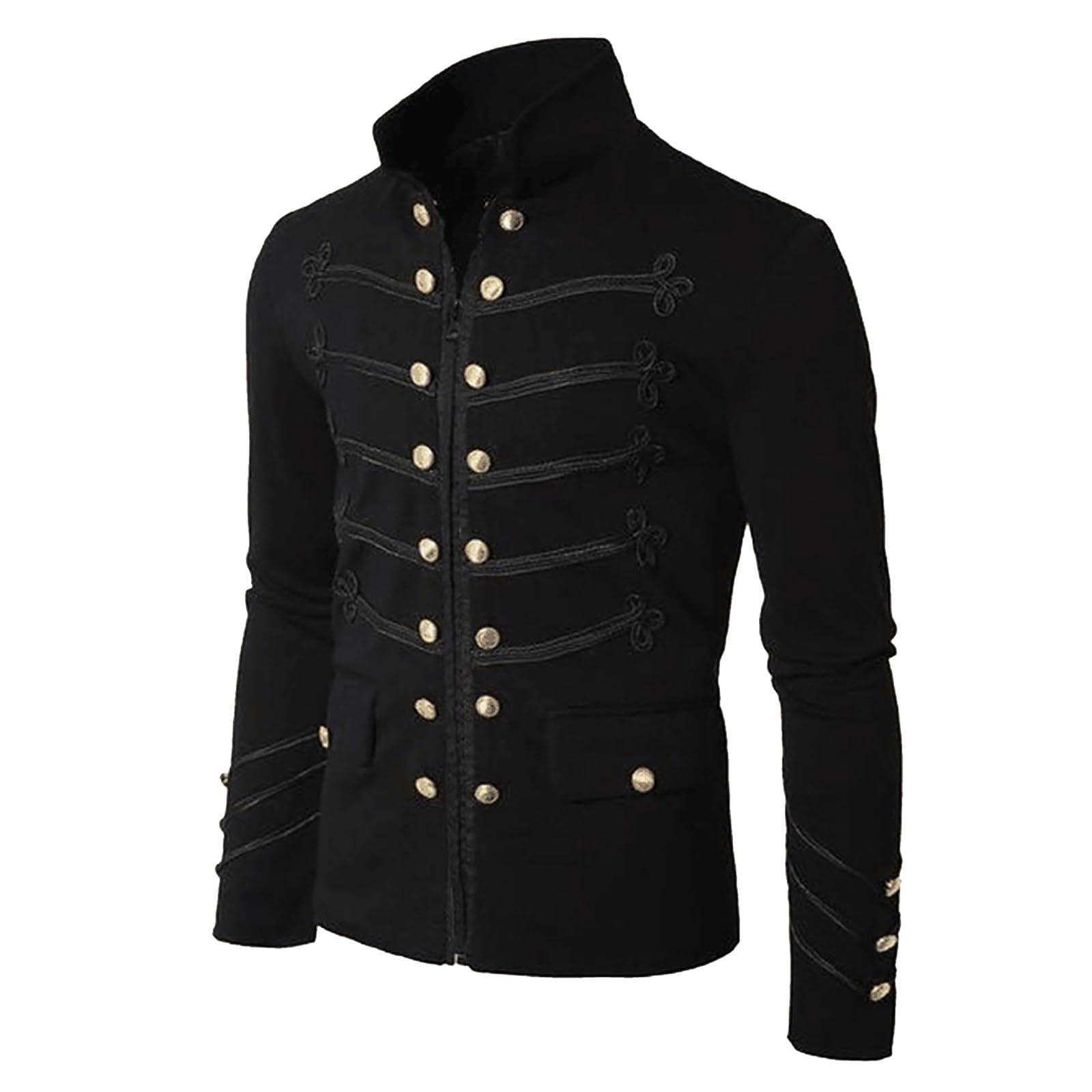 Generisch Herren Mantel Jacke Gothic Stickerei Knopf Mantel Party Outwear