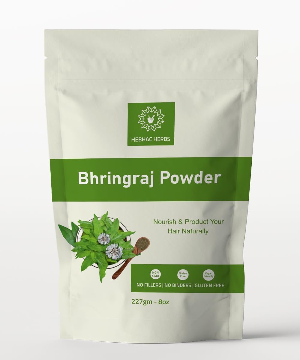 Hebhac Herbs Bhringraj Powder for hair growth (Eclipta Prostrata ) 227g | 8 oz Hair Growth Rejuvenator from India