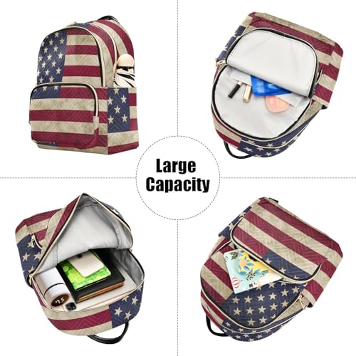 Image of ALAZA Vintage American Flag Mini Backpack Purse for Women Travel Bag Fashion Daypack Back Pack Shoulder Bag