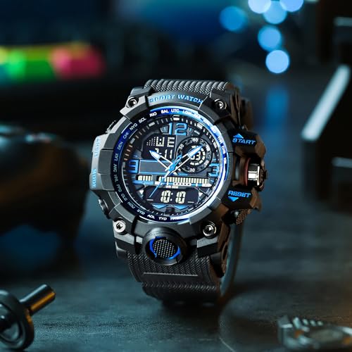 findtime Reloj militar para hombre, deportivo, impermeable, táctico, para exteriores, analógico, digital, con alarma, cronómetro, temporizador, día, fecha - Imagen 4