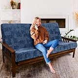 Matini Home Memory Foam Futon Mattress,Foldout Couch Futon Mattress - Full Size (Azure) - Comfortable and Heavy Duty Sofa Bed, Thick Corded Cushion for All (Frame NOT Included)