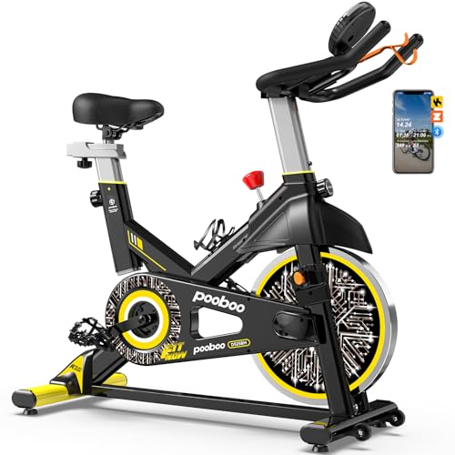pooboo Exercise Bike, Brake Pad Stationary Bike for Home with