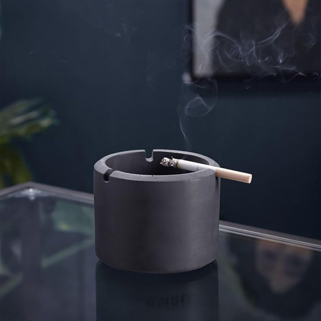 cement cigarette 24" Tall Round Concrete Urn Made of cement Ashtray with Lid for Cigarette