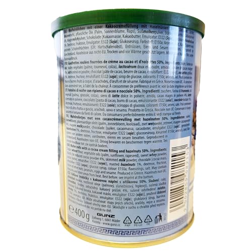 Feiny Biscuits Wafer Sticks Cocoa Hazelnut Waffelröllchen Mit Einer Kakaocremefüllung Mit Haselnüssen Vorteilspackung 4 x 400g