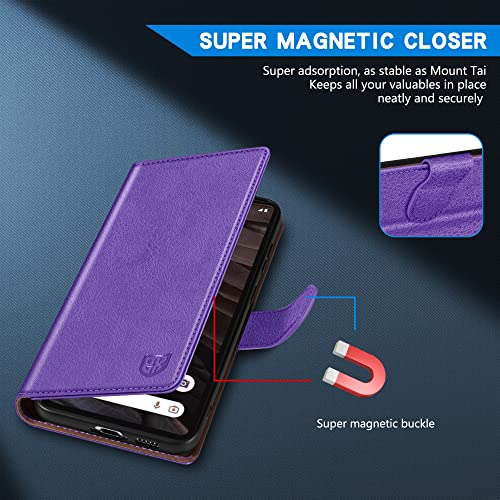 Image of ZZXX for Google Pixel 7a Wallet Case Magnetic Closure 6.1 inch,Purple