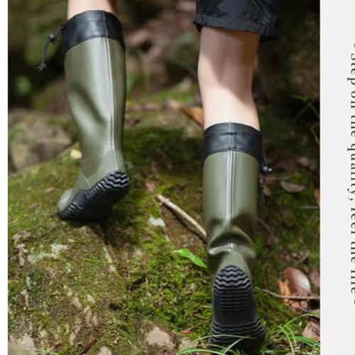 Lvptsh Gummistiefel Damen Herren Faltbar Hoch Regenstiefel Klapp Langschaft Wasserdichte Garten Stiefel Regenschuhe Gartenschuhe Wellington BootsGreen,EU 38/39