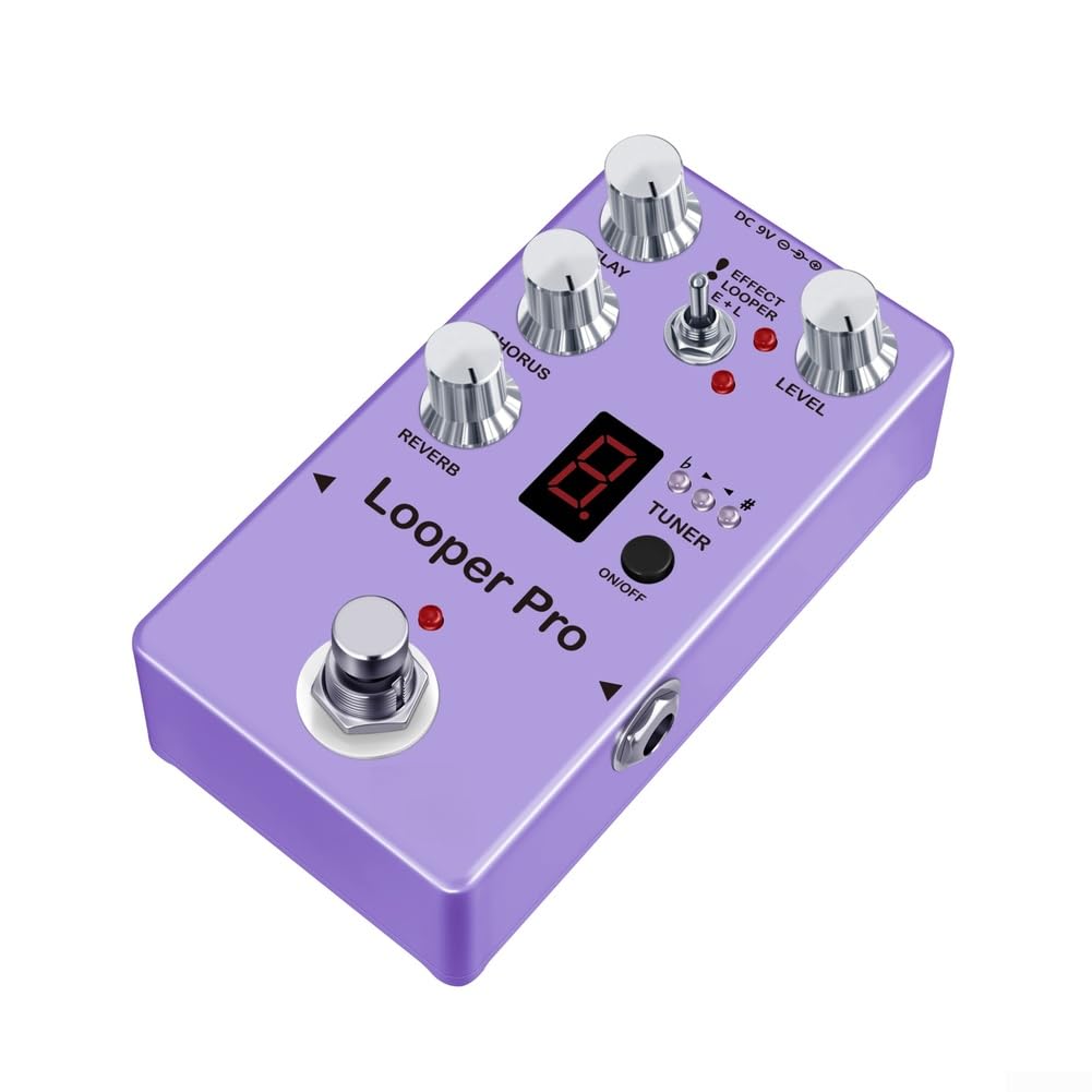 Pedal de efecto de guitarra Rowin Looper Pro Style con reverberación de afinador de coro de retardo Looper y tres modos de funcionamiento