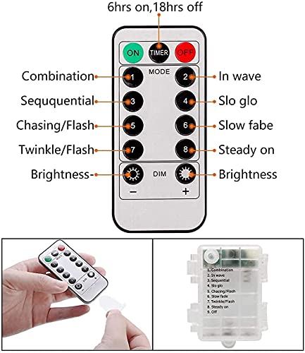 Image of Desidiya 8 Modes 100 LED Indoor Outdoor Decoration Curtain Lights with Remote and Battery Power Supply (Warm White)