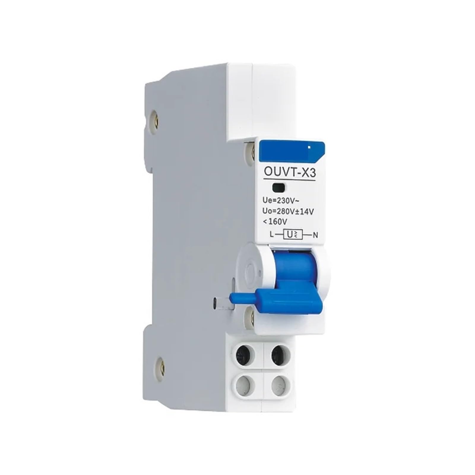 OUVT-X1/X3 Interruttore di sovratensione e sottotensione Ue: CA 230 V 240 V, 50 Hz Uvo: 280 V Ui: 500 V （35%～70%）Ue MCB(OUVT-X3)