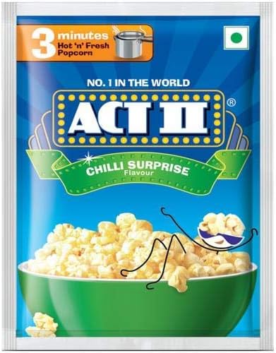 kraft india Act II Popcorn - Chilli Surprise, 30g and 11g (Pack of 10)