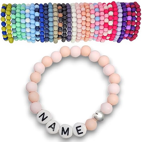 Armband mit Namen für Baby und Kind Mann Frau Schulkind | Namensarmband Taufarmband Geburtsarmband Gravur (rosa apricot)