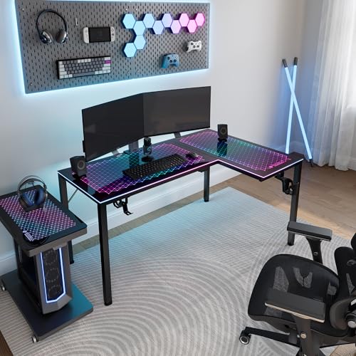 Eureka Ergonomic RGB LED Desk 60-inch Black thumbnail 2