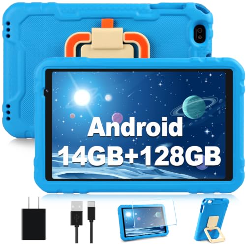 Image of Tablet with 14GB RAM 128GB ROM, 10 inch Octa-Core Android Tablets with 8000mAh Battery, Drop-Proof Case, HD IPS Display, 5G WiFi, Bluetooth 5.0, GPS, TF 1TB, Split Screen Support, Metal Body -Blue