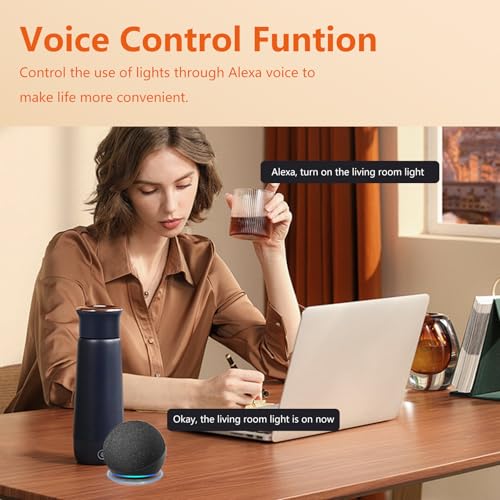 MVAVA Touch Lichtschalter Unterputz, Wlan Smart Lichtschalter Kompatibel mit Alexa/Google Home Work mit Tuya/Smart Life, Glas Alexa Lichtschalter, Neutrale Leitung Benötigt 2 Fach 1 Weg