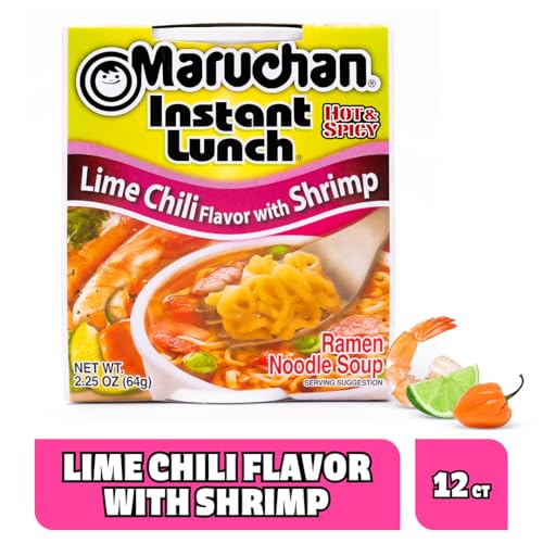 Image of Maruchan Instant Lunch Ramen Noodles, Lime Chili with Shrimp - Japanese-Style Instant Noodle Soup, Easy Meal Ready in 3 Minutes - 2.25 Oz. (12 Pack)