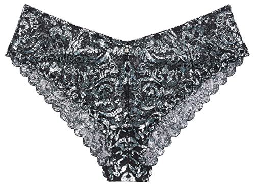 Savage X, Sharp Dresser Lace Brazilian Knickers, Lace, Black Caviar Gilded Lace, 3X