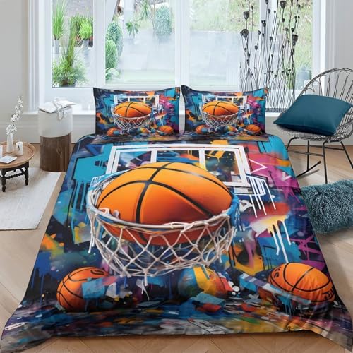 Housse de couette basket anti-allergie en microfibre douce avec zip solide - 4