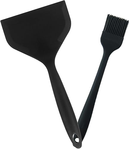 ICUUK Juego de espátula y cepillo de silicona, antiadherente, flexible, seguro para cocinar y cepillo de repostería de silicona, perfecto para