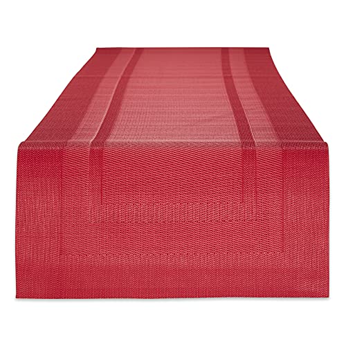 DII PVC Tabletop Collection Woven Indoor/Outdoor, Table Runner, 14x72, Tango Red