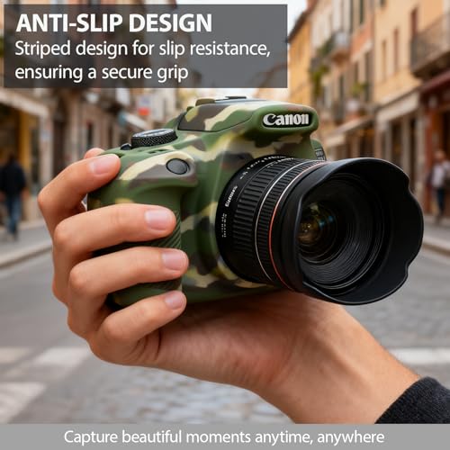 Image of Case for Canon EOS Rebel T7 Rebel T6 Camera, Soft Silicone Rubber Protective Camera Case Cover Accessories, Lightweight, Anti-Scratch with Button Marking for EOS Rebel T7 T6 (Camouflage)