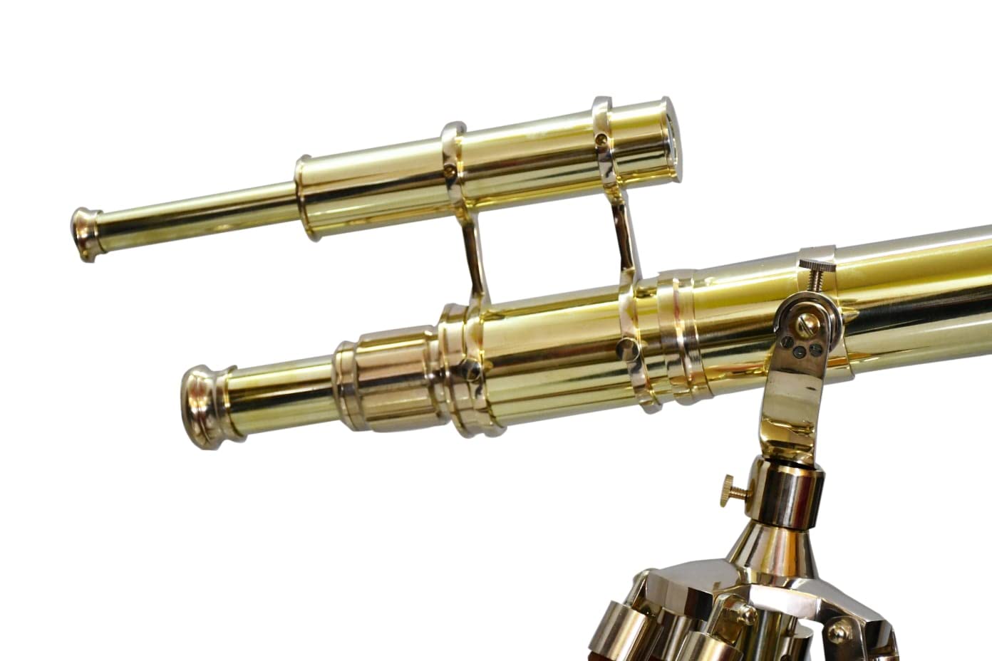 Royal Vinatge Nautical Floor Standing Brass Telescope Double Barrel W/Brown Wooden Tripod Stand Home Decor Griffith Scope Maritime 60