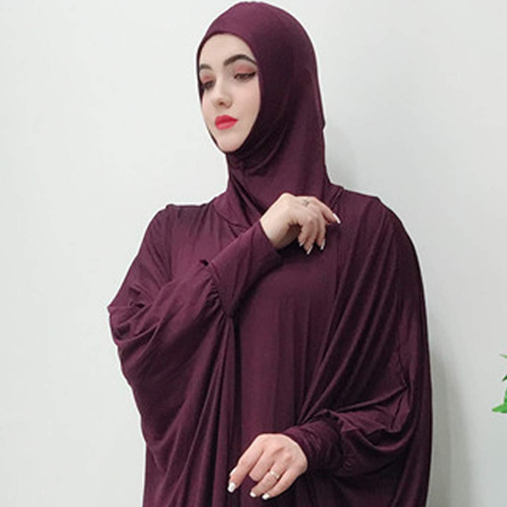 Générique Tenue de Priere Femme Musulmane Robe Longue Ramadan en Coloris Uni Capuche Cardigan Léger Robe de Chambre Tenue Islamique Modeste Abaya