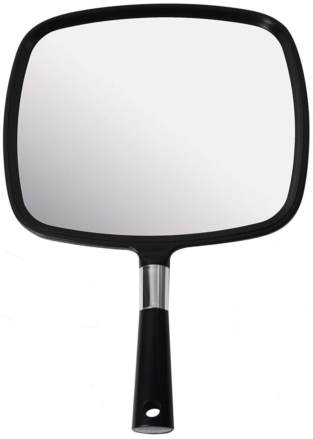 Mirrorvana Espejo de Mano Grande con Mango cómodo, Espejo de Mano Grande para peluquerías, peluquerías, oficinas dentales, Corte de Pelo en casa y aplicación de Maquillaje, Color Negro