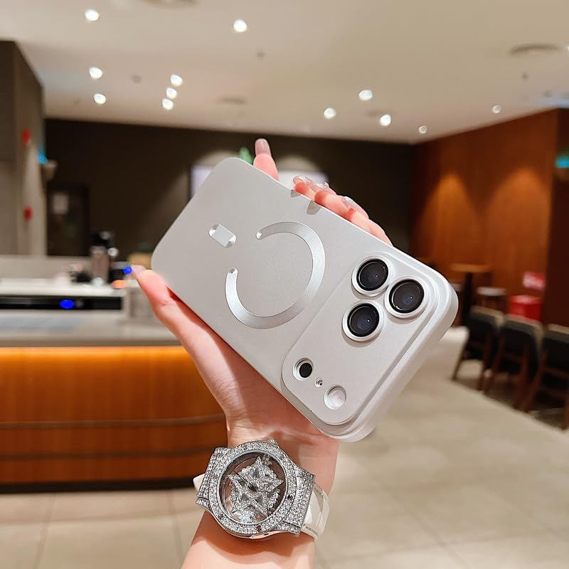 Premium Mag-Safe Case for iPhone 17 Pro Max | Shockproof & Anti-Scratch Cover | Soft Silicone with Wireless Charging | Camera Lens Guard – Silver