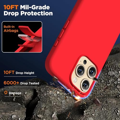 Image of Back Cover for iPhone 13 Pro Case,[Military Shockproof Protection] Liquid Silicone Case with [Soft Anti-Scratch Microfiber Lining for iPhone 13 Pro (Red)