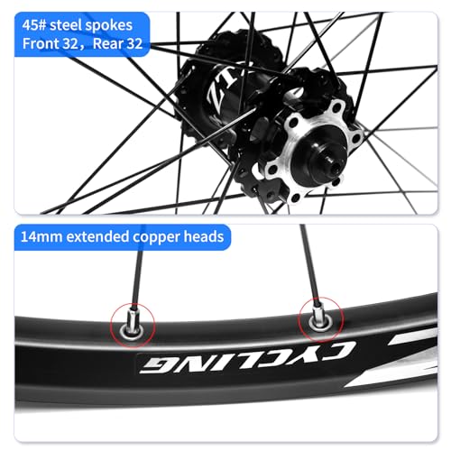Image of 26 inch /27.5 inch /29 inch Mountain Bike Wheelset，Ultralight Aluminum Alloy Rim 32H High Strength Bike Wheels， Quick Release Disc Brake MTB Wheel Set， Compatible 7-12 Speed Cassette