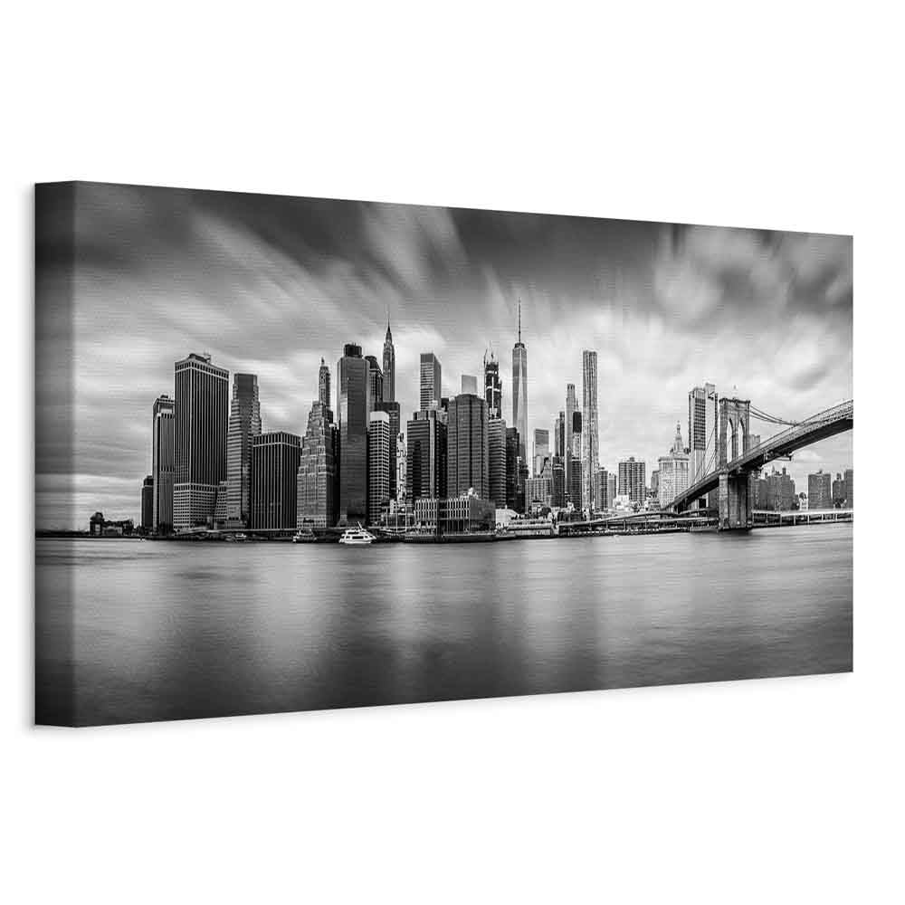murando - Quadro Fonoassorbente Ponte sul Fiume - Grigio 120x40 cm 1 Pezzo - Canvas - Quadri Acustici XXL Grandi - Pannelli Fonoassorbenti Decorativi - Decorazione da Parete Soggiorno - d-B-0154-b-a