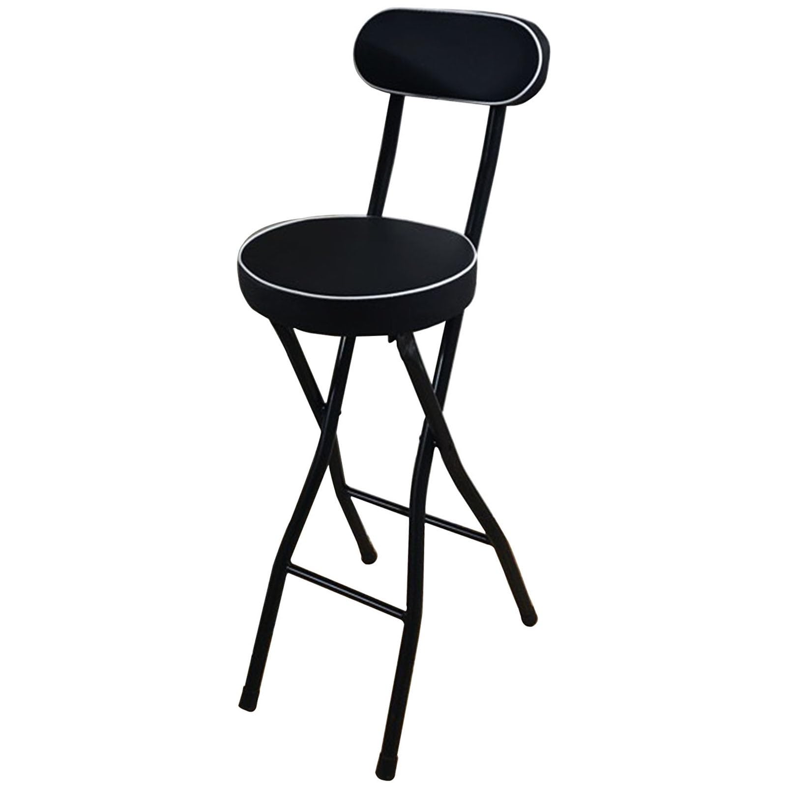 Guyifuny Fold Away Stool Portable Folding Bar Stool with Back, PU Padded Counter Height Foldable Stool, Tall Bar Folding Chairs for Kitchen Outdoor Shop Cafe