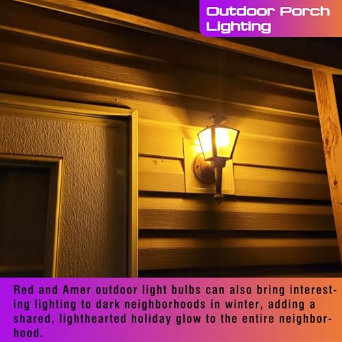 Image of Amber Light Bulb 1800k and 625nm Red Light Bulbs, 1pcs amber+1pcs Red, 3W | Blue Light Blocking 25-40W Equivalent, Warm Light Bulbs for Bedroom Healthy Sleep Porch Party Holiday Lighting, Non-Dimmable