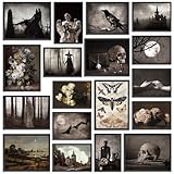 Naozinebi 18Pcs Dark Academia Wall Room Home Decor Gothic Poster Aesthetic Wall Art Prints Goth Creepy Pictures Vintage Posters Spooky Decor for Gallery Living Room Bedroom Decoration (UNFRAMED)