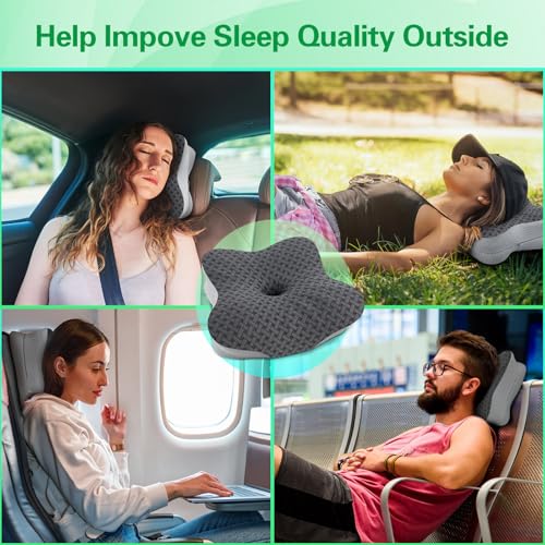 SAHEYER Travel Pillow for Sleeping, Ergonomic Cervical Neck Support Pillows, Lightweight Memory Foam Travel Pillow for Camping, Backpacking, Hammock - with Travel Storage Bag and Cooling Cover, Black by SAHEYER - Image 7