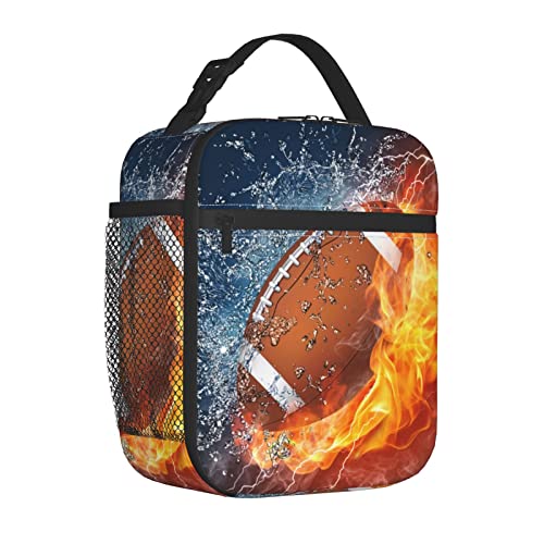 Chayber Ice Fire Football Lunch Box Kids Boys Girls Insulated Lunch Bag For Women Men Thermal Lunch Bags Bento Box Adult Lunch Box For Work,Picnic #TOP2