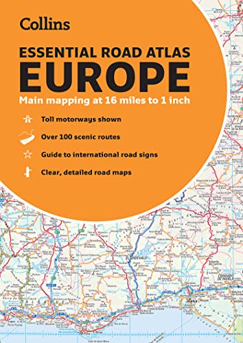  Collins Essential Road Atlas Europe: A4 Paperback: Clear and detailed map of Europe in handy A4 paperback