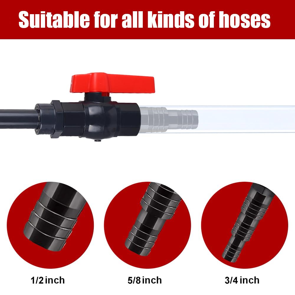MiOYOOW Aquarium Water Filler Tube, PVC Hanging Fish Tank Hook Water Changer Refiller Pipe with Flow Switch for 1/2“, 5/8”, 3/4” Hose - Image 4